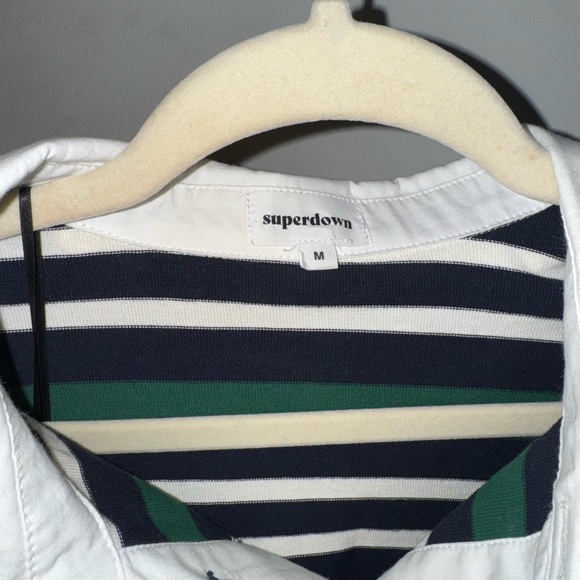 Superdown Rugby Navy and Green Striped Polo - Picture 3 of 4